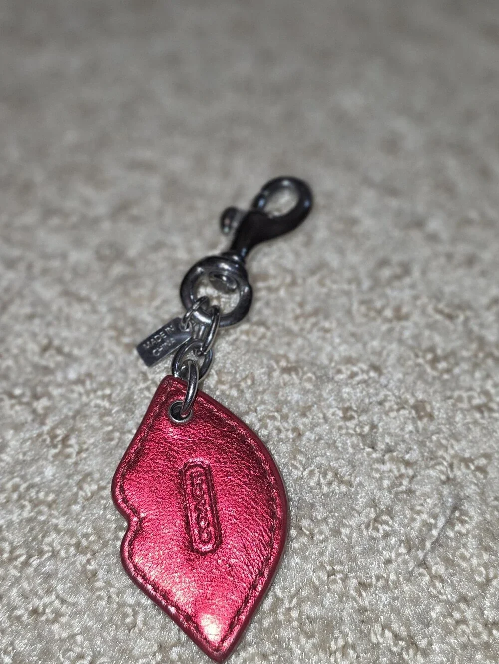 Coach Y2k Leather Kiss Lips Keychain Charm - Red